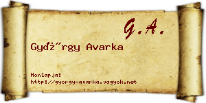 György Avarka névjegykártya